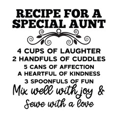 Recipe for a Special Aunt SVG Art & Illustration