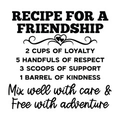 Obraz premium Recipe for a Friendship SVG Art & Illustration