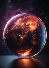 An eerie, glowing aura surrounds an abstract globe in the dark , mysterious, supernatural, glowing