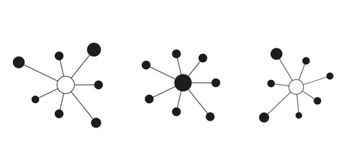 Hub networks connections system symbol line icon. Molecule or atom structure, communications social media contacts. Abstract share or business infrastructure.