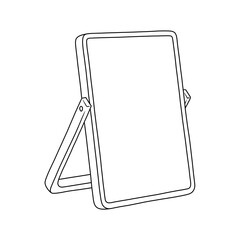 Minimalist square table mirror. Thin line illustration