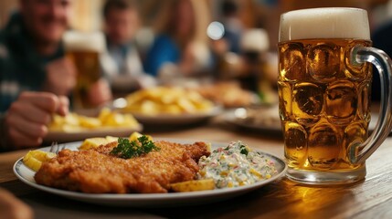 Fototapeta premium German Cuisine: A Delicious Meal with Beer