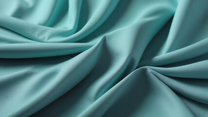 Obraz premium Soft turquoise fabric drapes elegantly, showcasing its smooth texture and calming color. gentle folds create soothing visual effect, perfect for various design projects