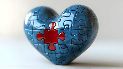 Blue Heart Puzzle 3D Render