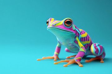 Naklejka premium Colorful Frog on Blue