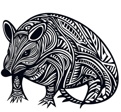 recommend clip art: illustration of tribal armadillo on a white background