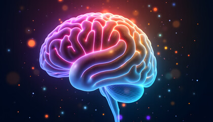 Obraz premium Radiant Brain Patterns with Vibrant Neural Links