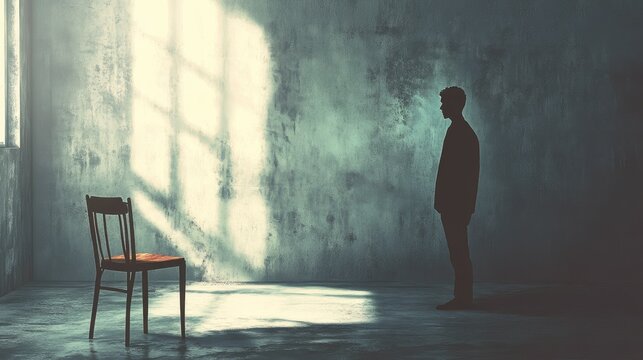 A person staring at an empty chair in a room, their face reflecting the deep sadness of missing a loved one