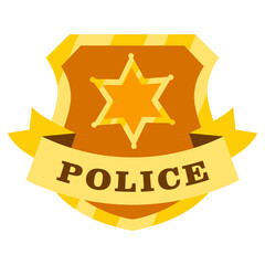 Illustration of an golden police badge
