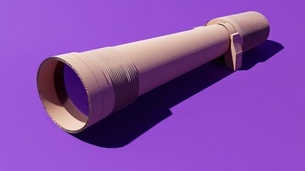 Beige cylindrical pipe,  3D model,  industrial pipe,  technical drawing.