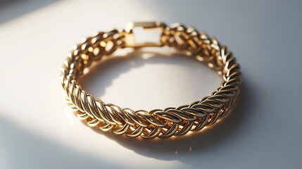 Obraz premium golden chain bracelet on white surface