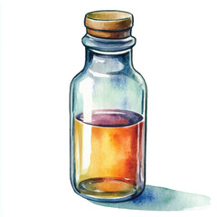 Vial watercolor clipart illustration