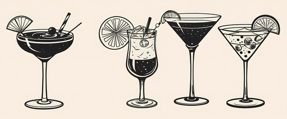 Vintage Christmas cocktails in black and white with mid-century flair
