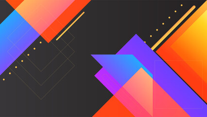 ABSTRACT GRADIENT DARK BACKGROUND DESIGN WITH GEOMETRIC SHAPES GRADIENT ORANGE PURPLE COLOR VECTOR TEMPLATE GOOD FOR MODERN WEBSITE, WALLPAPER, COVER DESIGN 
