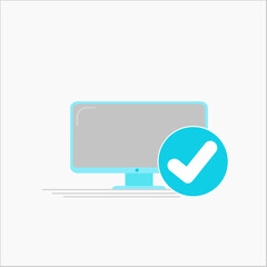 tick on the computer screen. Vector illustration. checklist completes storage.