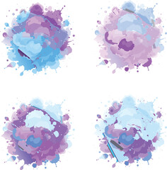 watercolor  four variation design  eps cut file   download 