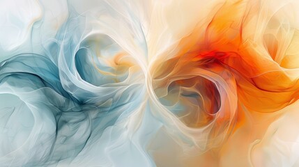 Obraz premium Abstract swirling colors, blue, orange, and white hues blend in a dynamic pattern.