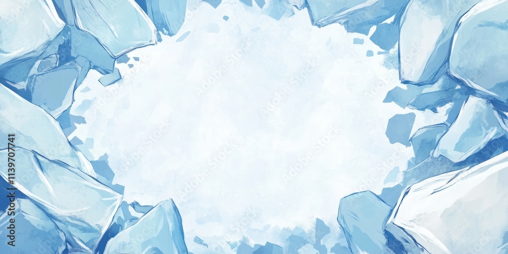 Poster Contrast banner design featuring ice shards framing an empty space for text or graphics