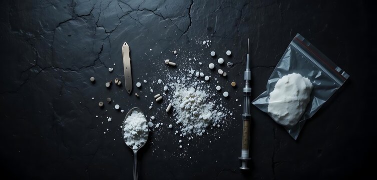 some medicine, scissors and siringe in the table 