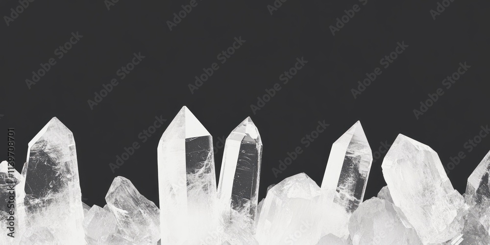 Poster Banner featuring quartz crystals with contrasting empty space for text or design elements