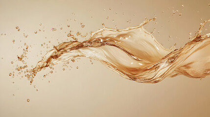 Fototapeta premium Amber Liquid Splash 3D Illustration
