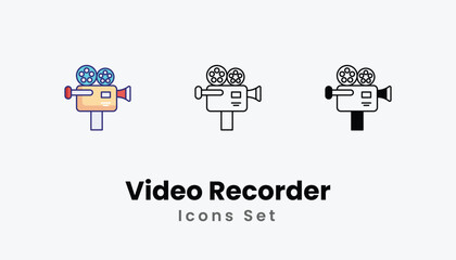 Video Recorder Icons thin line and glyph vector icon stock illustration