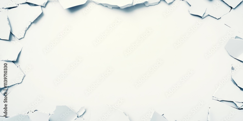 Poster Contrast of porcelain shards framing an empty space, ideal for artistic expressions and invitations to creativity