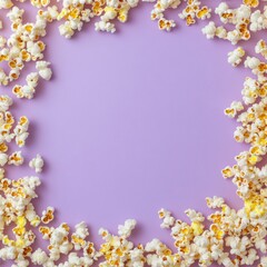 Popcorn border on a vibrant purple background.