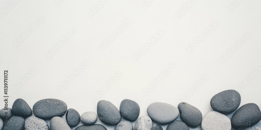 Aufkleber pumice stones framing a blank banner space for creative use in design projects and marketing materia