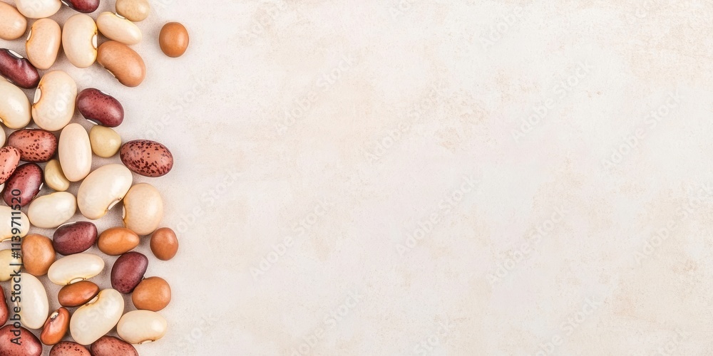 Poster creative banner with spilled beans framing a contrasting empty space for design elements