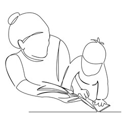One continuous single drawing line art flat doodle people, child, education, one, continuous, school, tale. Isolated image hand draw contour on a white background
