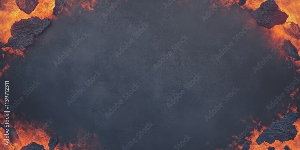 Aufkleber banner featuring empty space surrounded by lava rocks and contrasting textures in a dramatic display