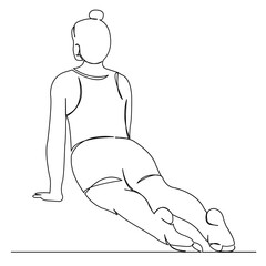 One continuous single drawing line art flat doodle yoga, female, lifestyle, beautiful, girl, sport, sun, workout, lotus. Isolated image hand draw contour on a white background
