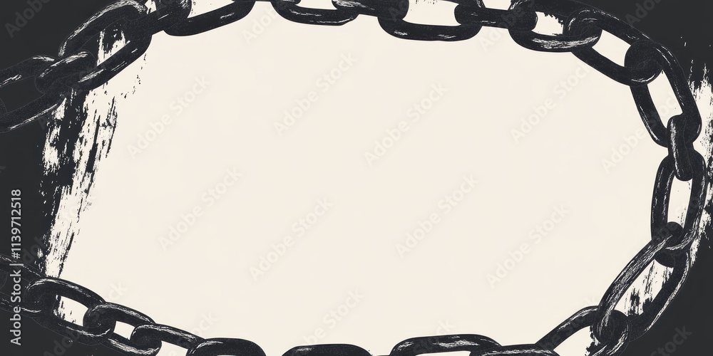 Poster Banner featuring chain links framing empty space for creative use in design projects and advertising purposes