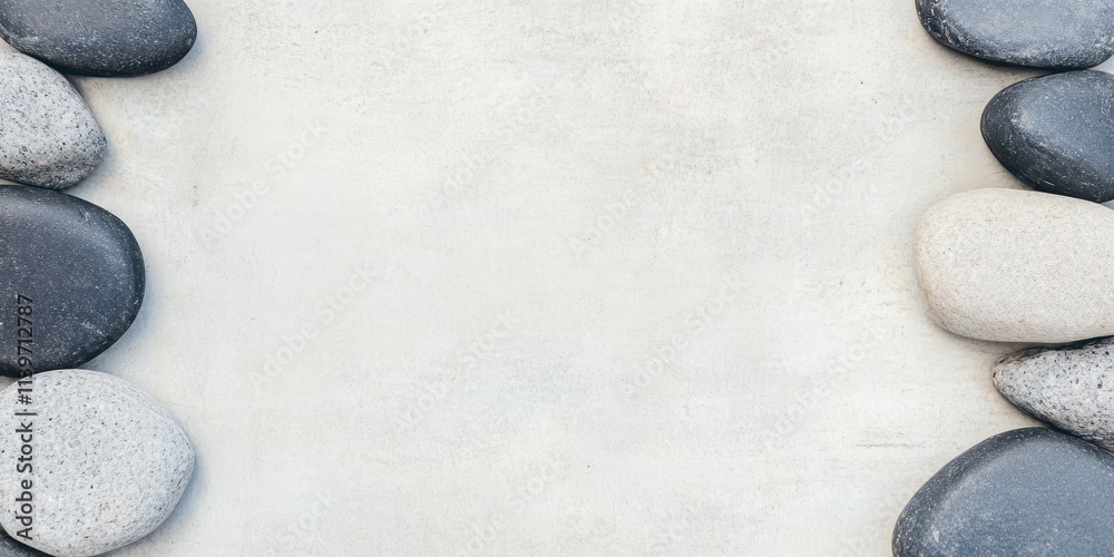 Poster unique banner featuring pumice stones creating a contrast around an empty central space for creative