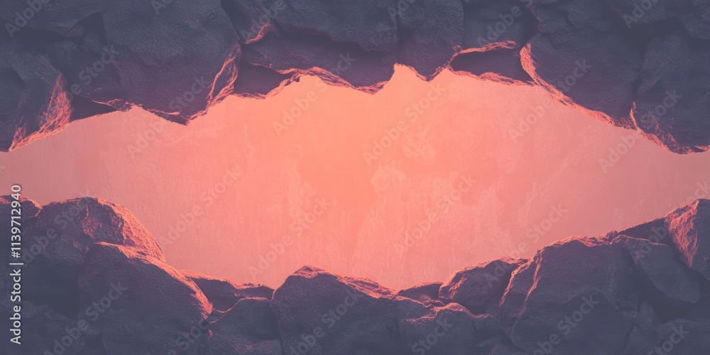 Aufkleber banner featuring a striking contrast of empty space and surrounding lava rocks