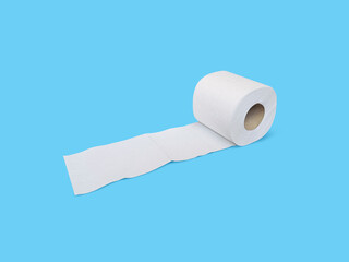 Toilet paper roll on blue background