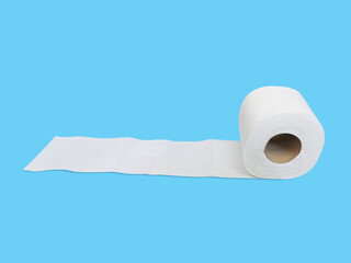 Toilet paper roll on blue background