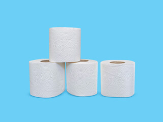 Toilet paper roll on blue background