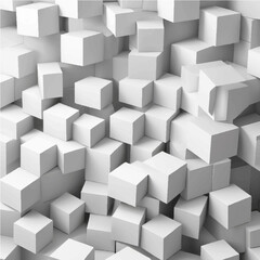 Random shifted white cube boxes block background wallpaper banner with copy space