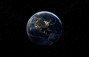 Fototapeta premium Stunning View of Earth at Night Illuminated by City Lights