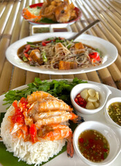 Rice with grilled river Prawn