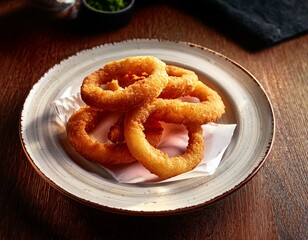 Deep fried onion rings. Generated image