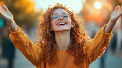 The Joyful Woman Embracing Life