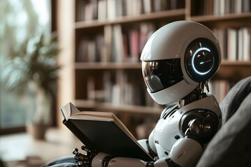 Humanoid robot reading a book in a library: artificial intelligence and learning