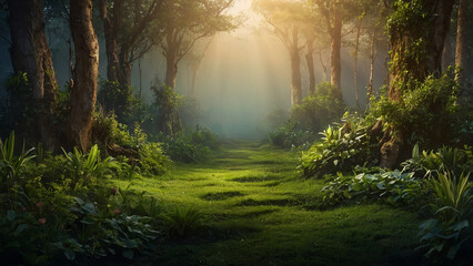 Naklejka premium morning in the forest