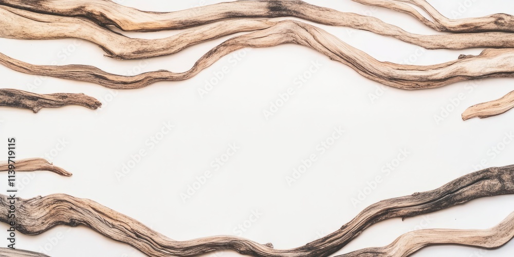 Poster banner design featuring driftwood accents and a contrasting empty space for text or graphics