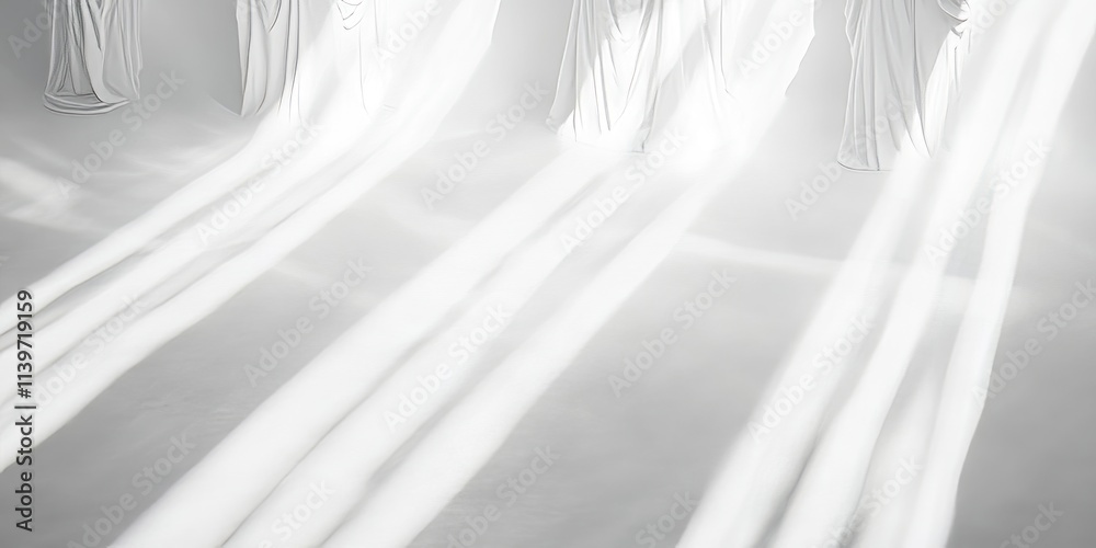 Poster elegant banner featuring miniature statues and clean shadows in a minimalist design