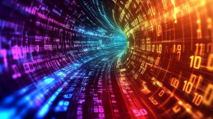 Fototapeta premium Abstract Representation of Big Data Flow with Colorful Visual Effects