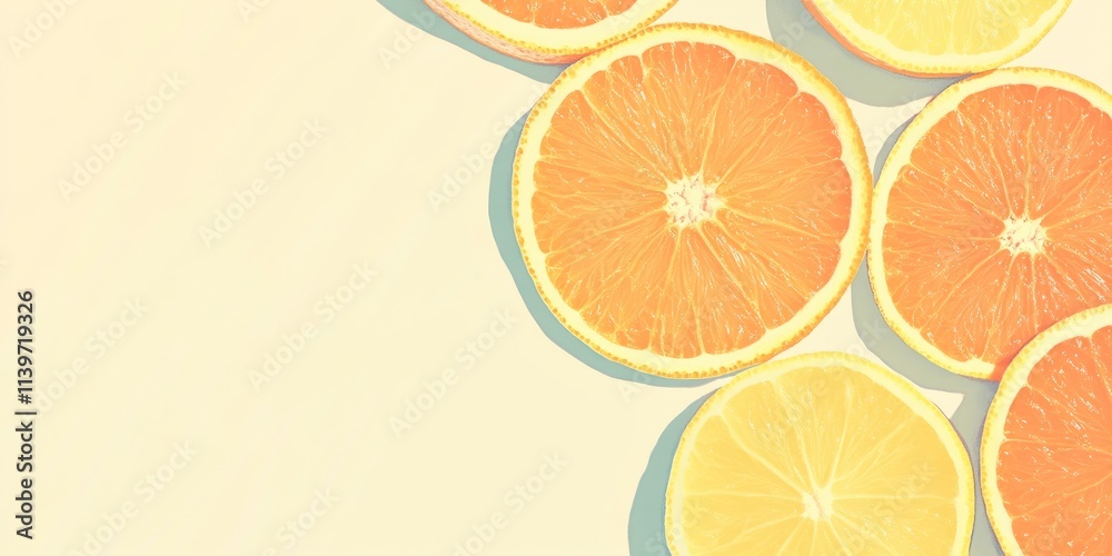 Poster Dried citrus slices arranged on a clean, contrasting banner creating a vibrant and fresh display